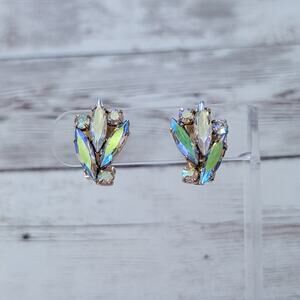 Vintage Clip On Earrings Stunning & Stylish Iridescent Statement Earrings